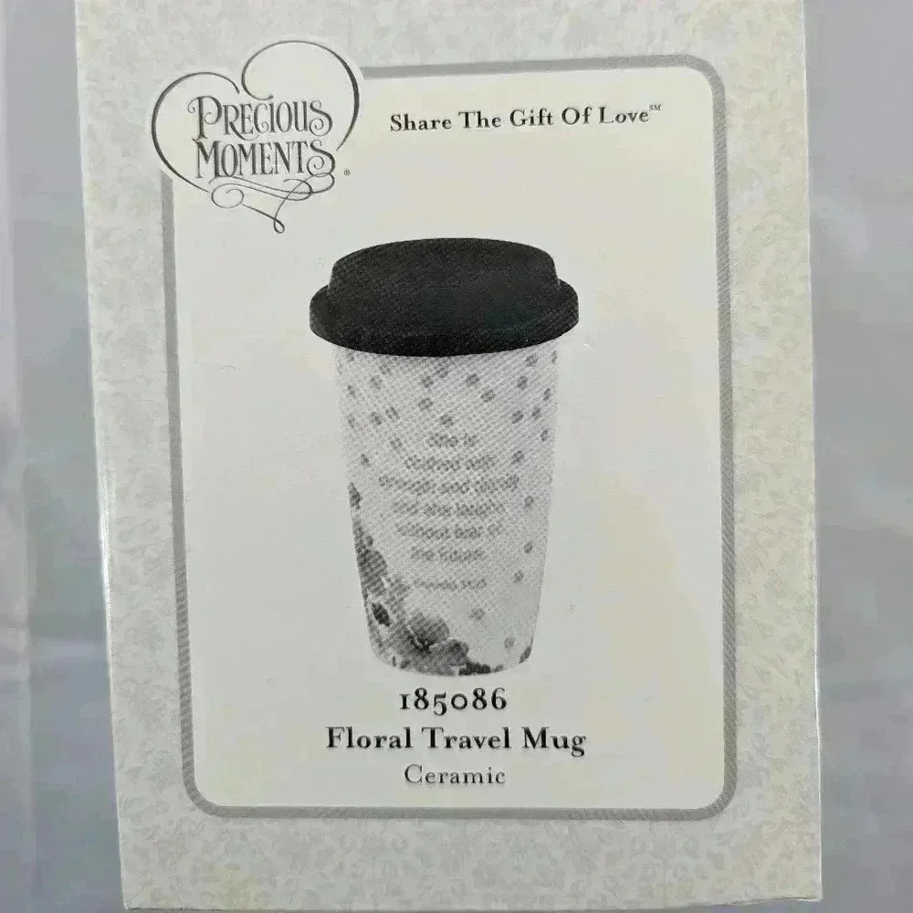 Precious Moment Floral Travel Mug Ceramic 185086 Brand New In Box